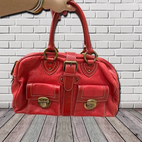 MARC JACOBS Red Coated Canvas Venetia Satchel Bag - Picture 3 of 14